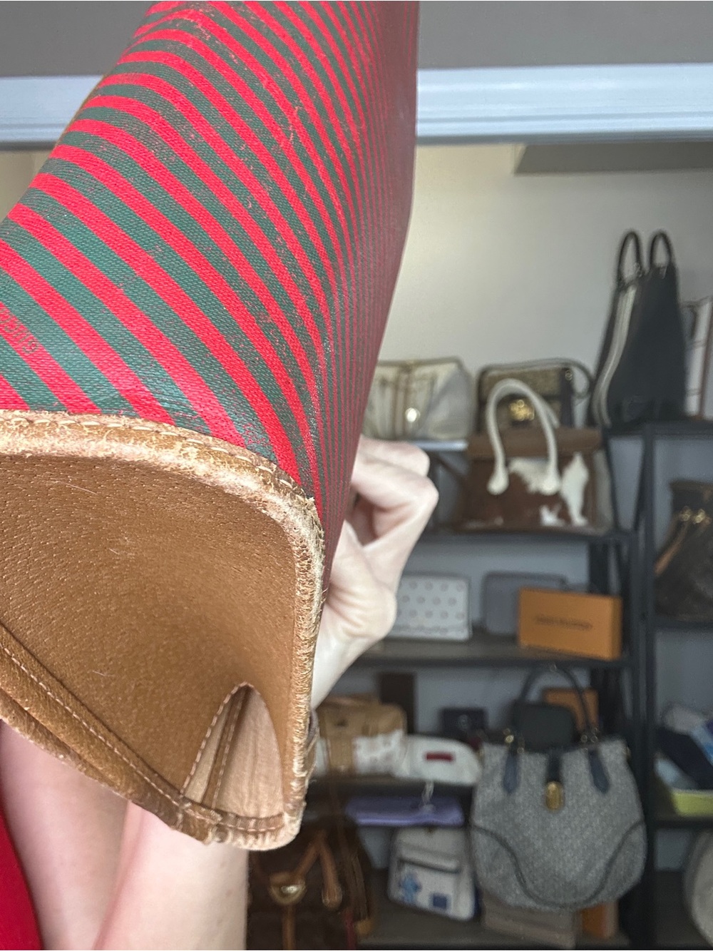 Vintage Gucci Accessory Collection Red Green Stripe Envelope Clutch COA - Picture 15 of 17